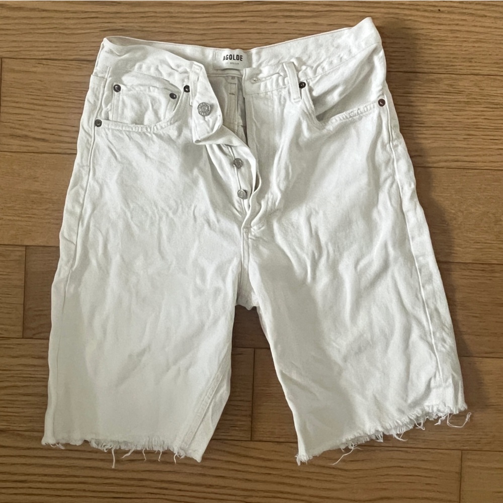 Agolde cut off white denim shorts